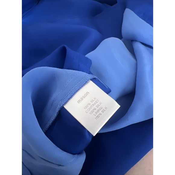 Mason Womens Sleeveless Tiered High Low Dress Blue Size 2 Silk - Picture 14 of 14